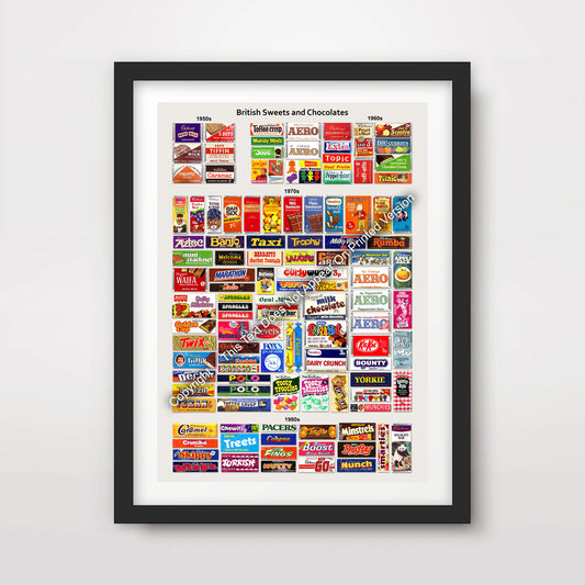 Vintage British Sweets & Chocolates 1950s 1960s 1970s 1980s Art Print Poster