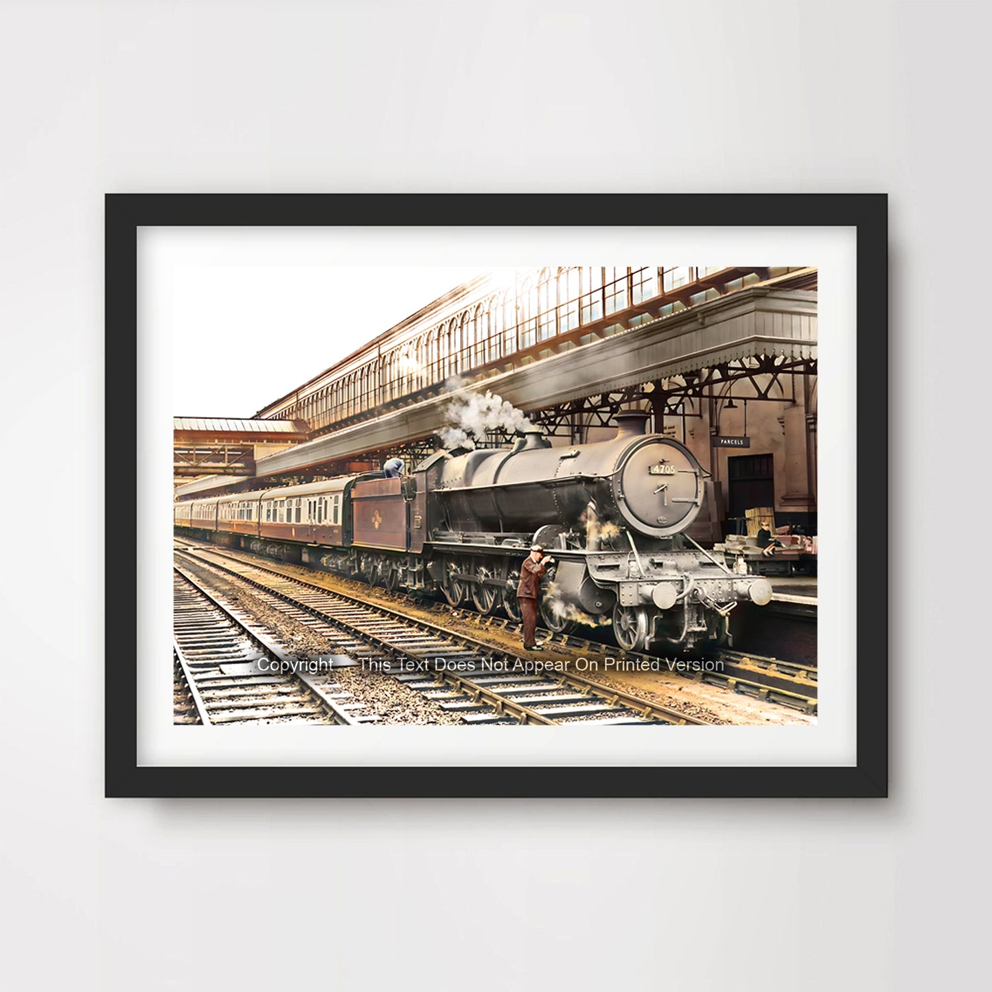 Steam Train Engine Vintage British Railway Station 1940s 1950s 1960s Art Print Poster